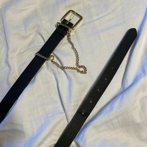 Womens black belt with goals chain